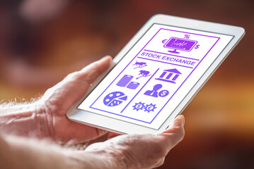Stock exchange concept on a tablet