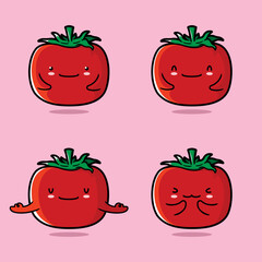 vector illustration of cute tomato emoji