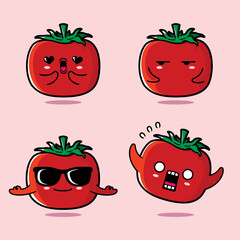 vector illustration of cute tomato emoji