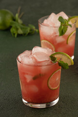 watermelon detox drink with mint and lime