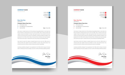 Modern business letterhead design template, red and black color letterhead 