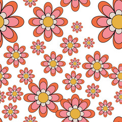 Cool Abstract Groovy Flower Pattern Y2k Style. Trendy Funky Backgrounds