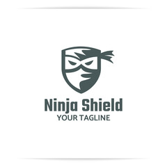 Fototapeta premium ninja shield logo design vector, defence, secure
