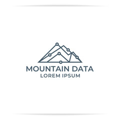 mountain connection logo design vector, technology, data, digital