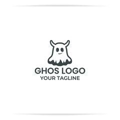 ghost logo design vector, head, cute, spooky