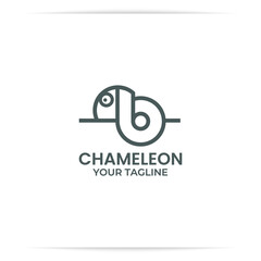 logo design chameleon line B vector