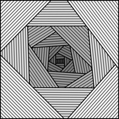 Psychedelic tunnel, optical illusion art, black and white background