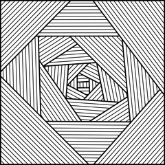Psychedelic tunnel, optical illusion art, black and white background