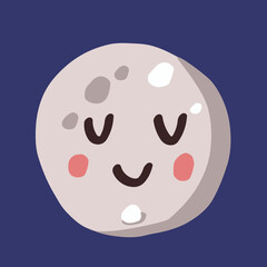 Moon. Kid's illustration in a cute style for printing on clothes, stickers, postcard, children's textiles, decor