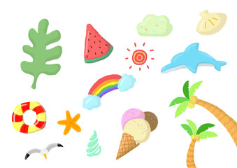 Illustration with various summer images