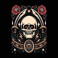 skull sword tattoo set vector design