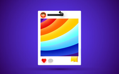 Social media photo frame with colorful elements.