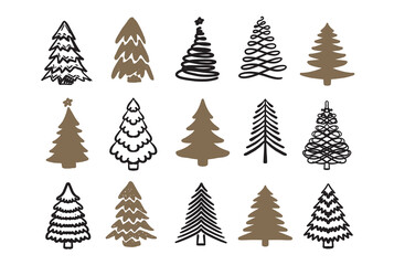 Christmas tree set, Hand drawn illustrations.	
