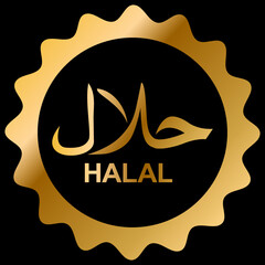 Halal sign design. Halal certificate tag