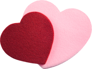 Pink and red Valentines Day hearts cutout on transparent background for romantic valentine love themes