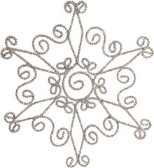 Silver glitter tinsel Christmas snowflake ornament cutout transparent background
