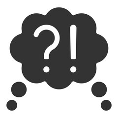 Question and exclamation marks in thought - icon, illustration on white background, glyph style