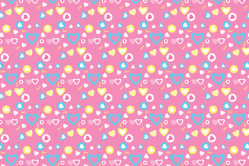 Abstract love pattern decoration with different love shapes on a pink background. Endless love pattern vector for book covers and bed sheets. Seamless minimal pattern element design for the background