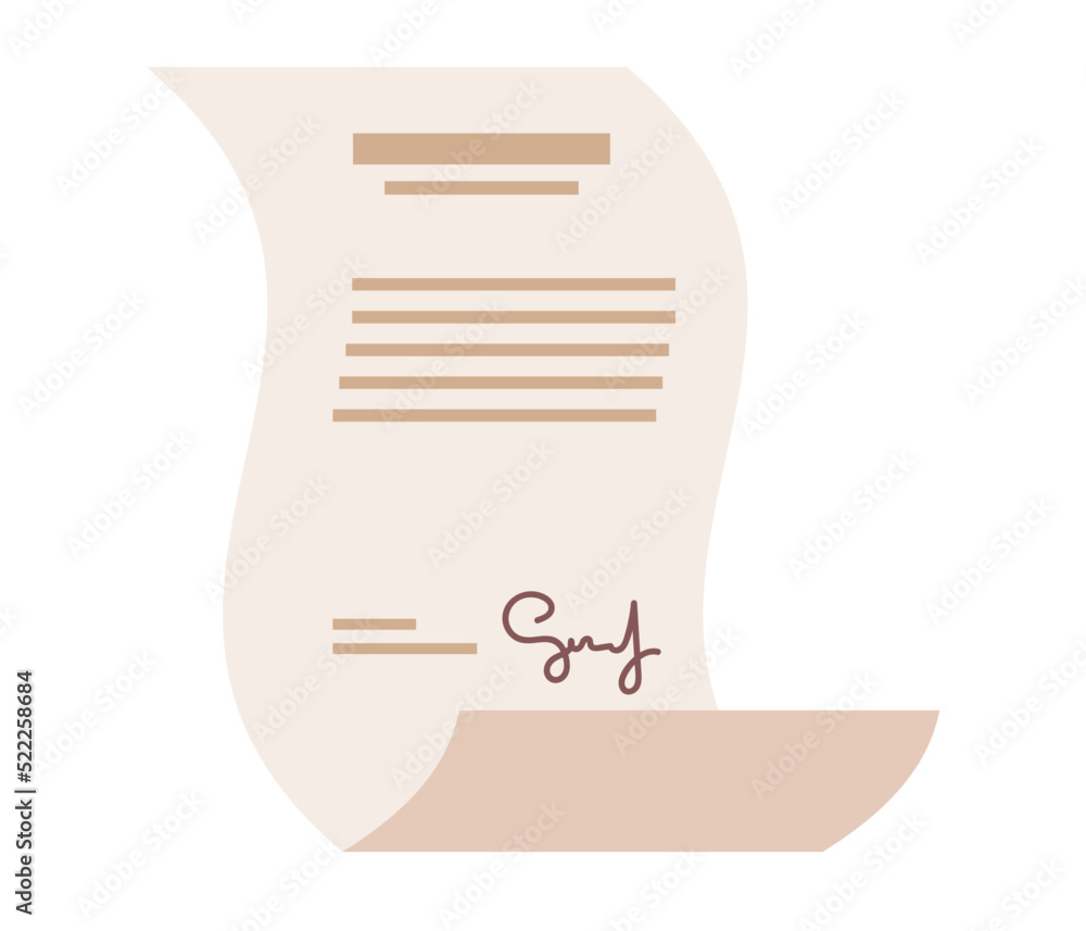 Poster document with signature and text icon. contract or digital signature concept. signing business contr