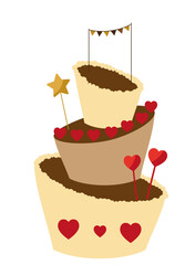 tort urodziny wesele święta smaczny pieczony zdobiony ciacho ciastko bułka - obrazy, fototapety, plakaty