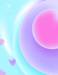 Abstract liquid liquid circles hologram on a colored background. 3D spheres in bright colors. Vector illustration