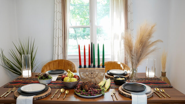 Table Set For Kwanzaa Celebration