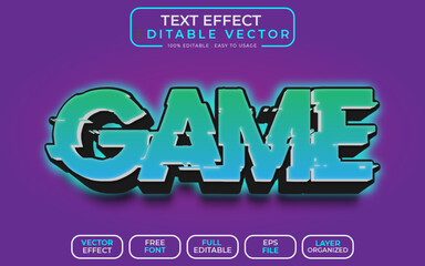 Game 3D Text Style Editable text effect EPS File