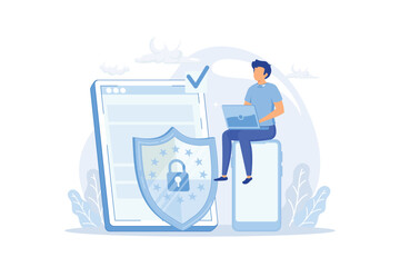 General data protection regulation Personal information control and security, browser cookies permission, GDPR disclose data collection Flat vector Modern illustration - obrazy, fototapety, plakaty