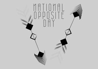 Composition of national opposite day text with arrows on grey background