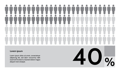 40 percent people population demography, diagram, infographics concept, element design. Vector illustration