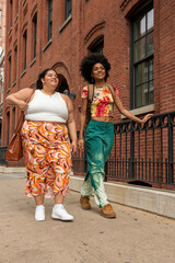 USA, New York City, Two women on sidewalk