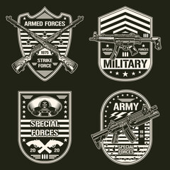 Naklejka premium Army set vintage monochrome emblem