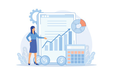 Financial management system Control system, open source software, business management tool, financial information, corporate budget planning flat design modern illustration