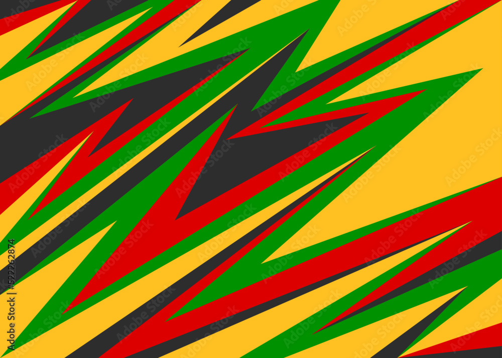 Poster abstract background with gradient sharp and arrow pattern and with jamaican color theme