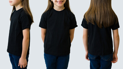 Template of a happy young kid posing with a mockup t-shirt