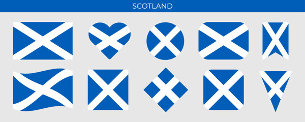 Scotland flag set. Vector illustration isolated on white background