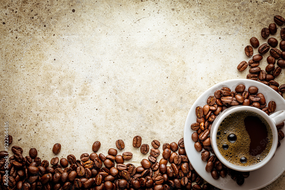 Wall mural concrete background with rough texture and coffee border frame. rough texture with copy space and vi