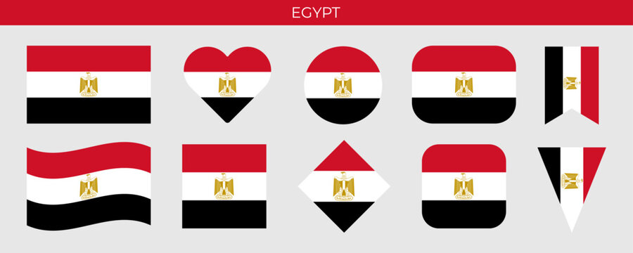 Egypt flag set. Vector illustration isolated on white background