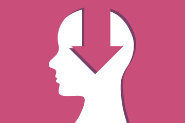 Productivity decrease. A person's condition getting worse. Deterioration of health conceptual symbol.