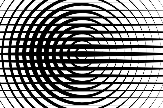 Background illusion optical. Abstract 3d pattern. Black line isolated on white background. Geometric stripe. Geometry op lines. Streak texture. Art stripes bg for design prints. Vector illustration