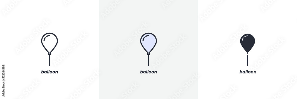 Poster balloon icon. line, solid and filled outline colorful version, outline and filled vector sign. idea 