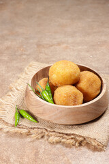 Kroket kentang or croquette is a traditional snack made from potato and other vegetable.