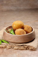 Kroket kentang or croquette is a traditional snack made from potato and other vegetable.