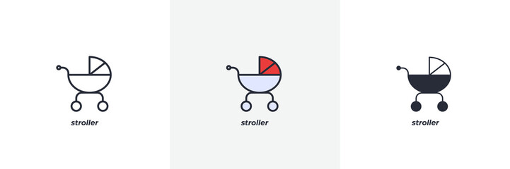 stroller icon. Line, solid and filled outline colorful version, outline and filled vector sign. Idea Symbol, logo illustration. Vector graphics