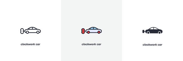 clockwork car icon. Line, solid and filled outline colorful version, outline and filled vector sign. Idea Symbol, logo illustration. Vector graphics