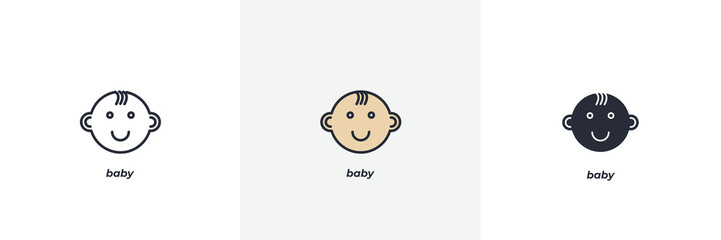 baby icon. Line, solid and filled outline colorful version, outline and filled vector sign. Idea Symbol, logo illustration. Vector graphics