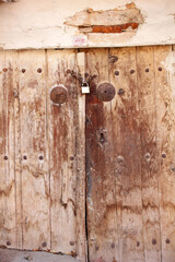 Close up brown wooden door texture