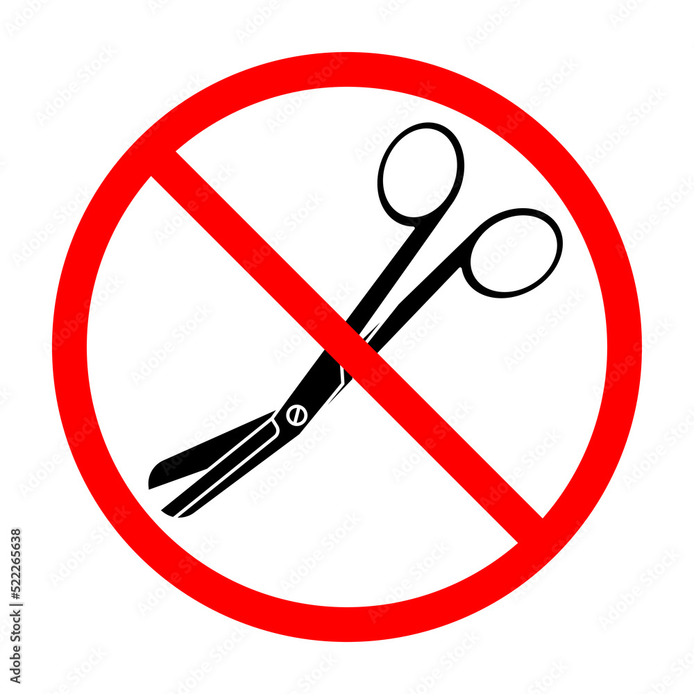 Poster scissors ban sign. scissors prohibition sign. no scissors sign. vector illustration.