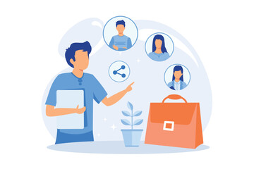 Employee sharing Employee stock option, new form of employment, strategic sharing, sign contract with many employers, latest hiring trend flat design modern illustration