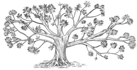 Genealogical  tree hand drawn. Isolated on white background.